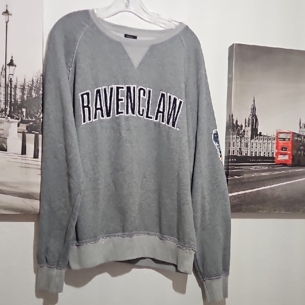 Gray Crewneck Sweater with Ravenclaw Design